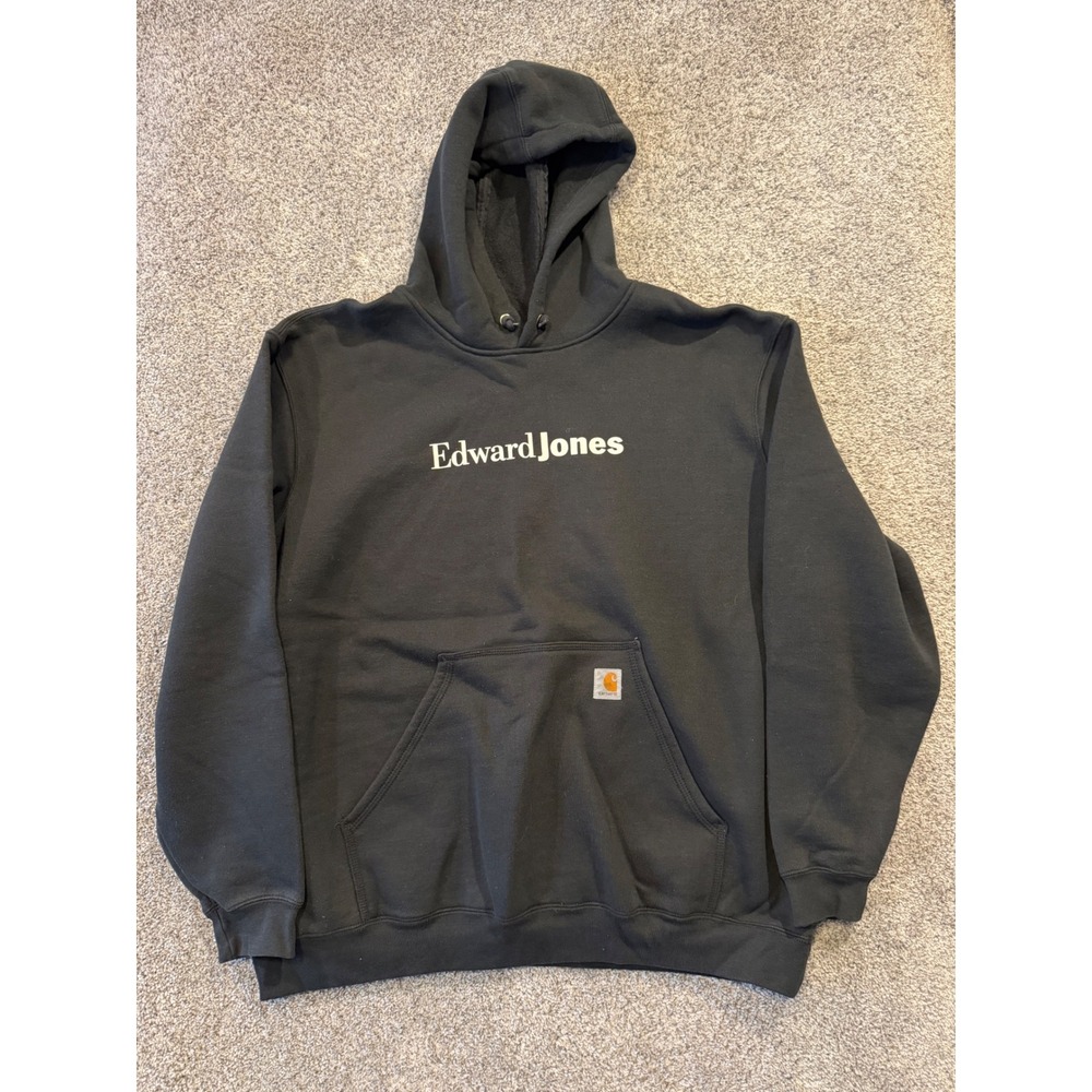 Carhartt Hoodie Mens 2XL Black Edward Jones K121 Pullover Original Fit Logo Work